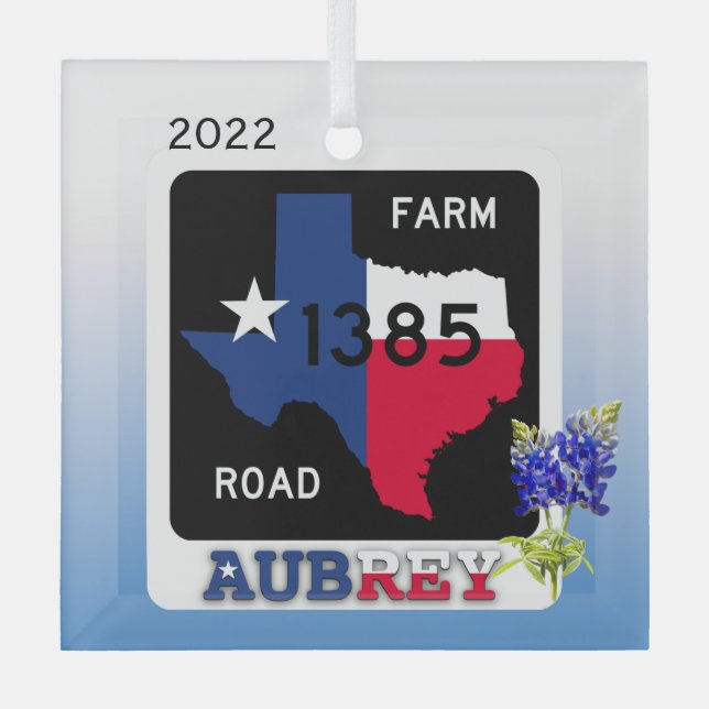 Aubrey, Texas & Bluebonnets Ornament (Vorderseite)