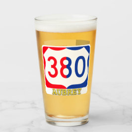 Aubrey, Texas, & US 380, Pint Glass Glas