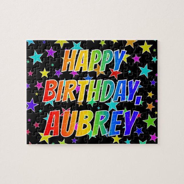 "AUBREY" Vorname, Spaß "GLÜCKLICHER GEBURTSTAG" Puzzle (Horizontal)