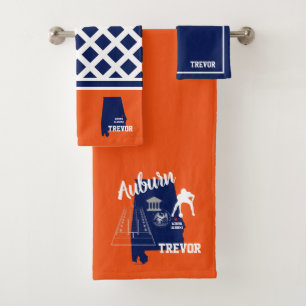 Auburn Alabama Navy und Orange Football Badhandtuch Set