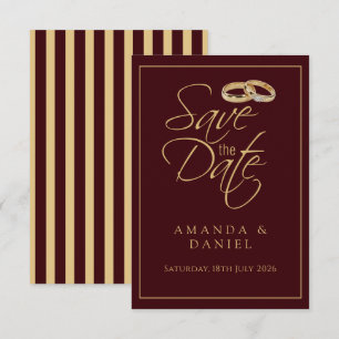 Auburn Braun Gold Ring Diamant Streifen Hochzeit Save The Date
