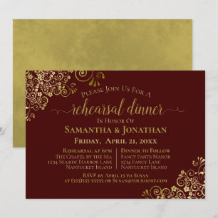 Auburn Brown & Gold Wedding Probe & Dinner Einladung
