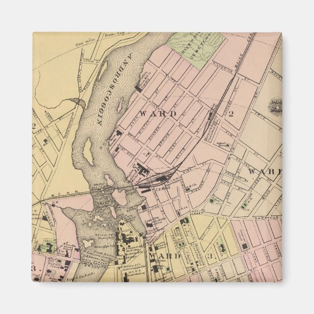 Auburn, Lewiston Karte Magnet (Vorne)