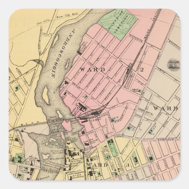 Auburn, Lewiston Quadratischer Aufkleber (Vorderseite)