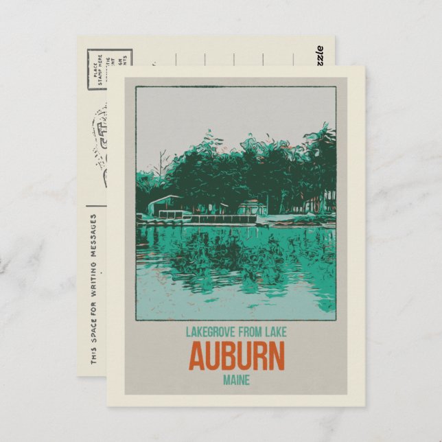 Auburn Maine USA Lakegrove Illustration Postkarte (Vorne/Hinten)