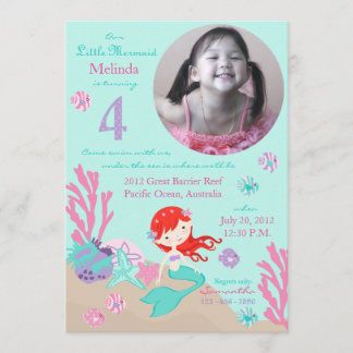Auburn Mermaid 4. Geburtstag Einladung