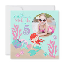 Auburn Mermaid Fünfter Geburtstag Einladung
