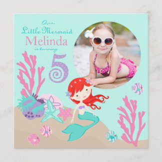 Auburn Mermaid Fünfter Geburtstag Einladung