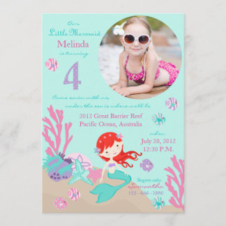 Auburn Mermaid zum vierten Geburtstag Einladung