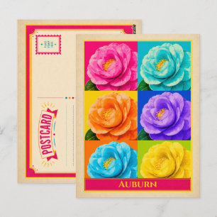 Auburn Postkarte Alabama Kamelie Blüte Vintage