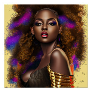 Auburn Queen Orange Brown Hair Black Melanin Afro Poster