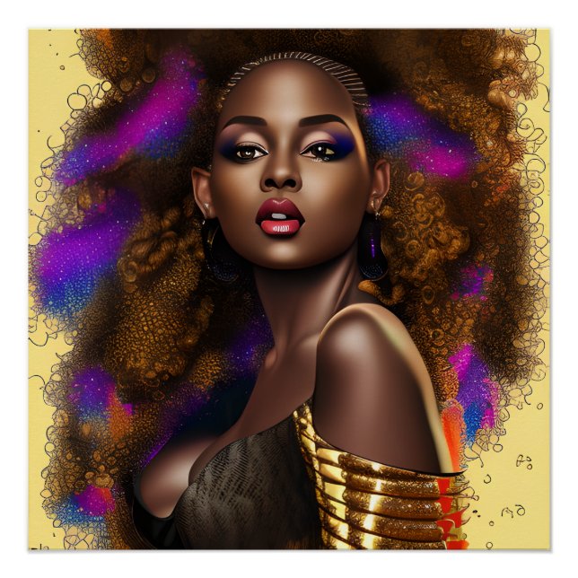 Auburn Queen Orange Brown Hair Black Melanin Afro Poster (Vorderseite)
