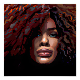 Auburn Queen Orange Brown Hair Black Melanin Afro Poster