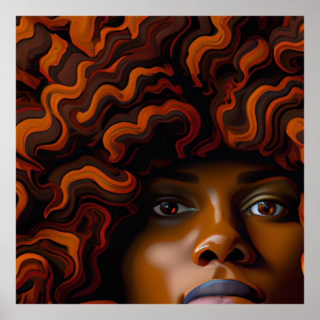 Auburn Queen Orange Brown Hair Black Melanin Afro Poster (Vorne)