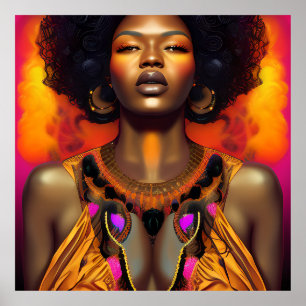 Auburn Queen Orange Brown Hair Black Melanin Afro Poster