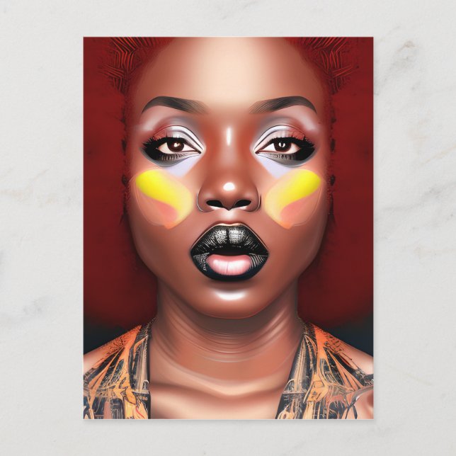 Auburn Queen Orange Brown Hair Black Melanin Afro Postkarte (Vorderseite)