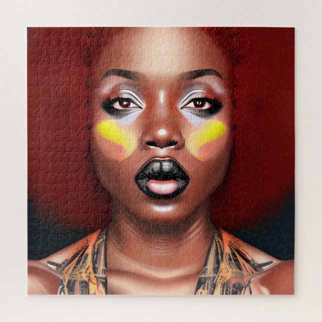 Auburn Queen Orange Brown Hair Black Melanin Afro Puzzle (Vertikal)