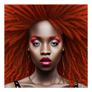 Auburn Queen Red Brown Hair Black Melanin Afro Poster