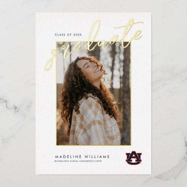 Auburn University Abschluss | Auburn Tigers Folieneinladung (Vorderseite)