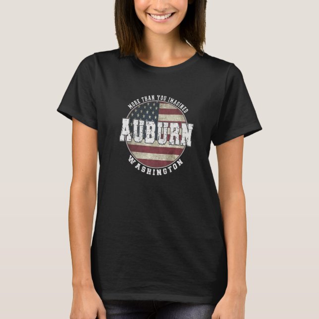 Auburn Washington, Vintage amerikanische Flagge Pr T-Shirt (Vorderseite)