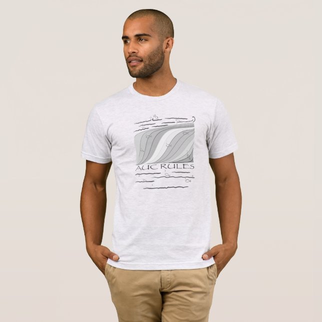 AUC-Regeln, Fisch - grau, benutzerdefinierter Text T-Shirt (Vorne ganz)