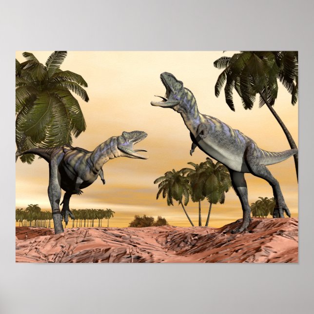 Aucasaurus dinosaurs fight - 3D render Poster (Vorne)
