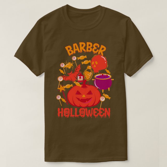 Auch Barber feiert Halloween T-Shirt (Design vorne)