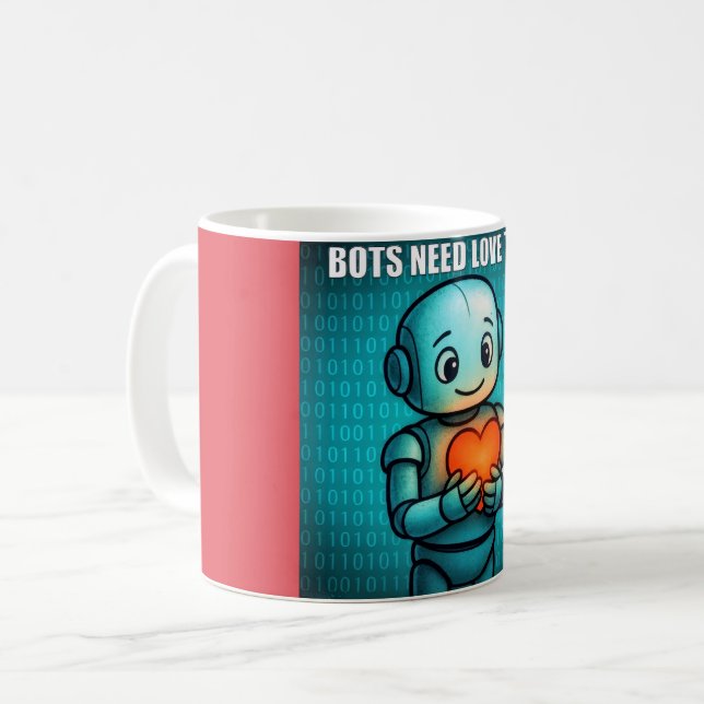 Auch Bots brauchen Liebe -  Kaffeetasse (Vorderseite Links)