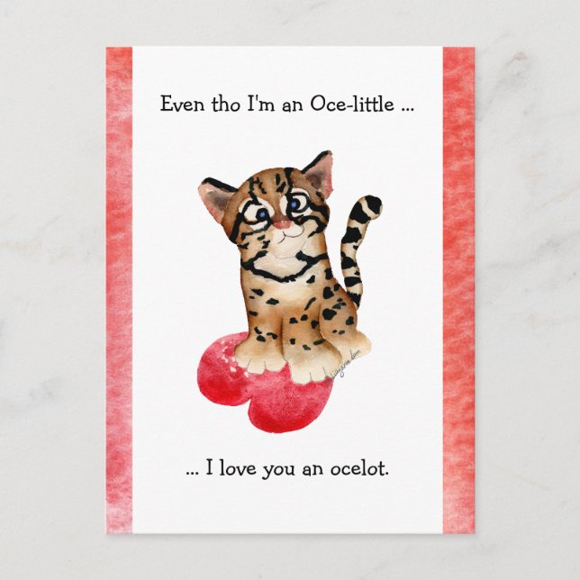 Auch das, ich Liebe Ihnen eine Ocelot Pun Postkart Postkarte (Vorderseite)