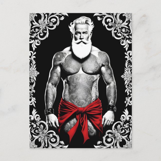 Auch der Weihnachtsmann wünscht ein frohes Fest l Postkarte (Vorderseite)