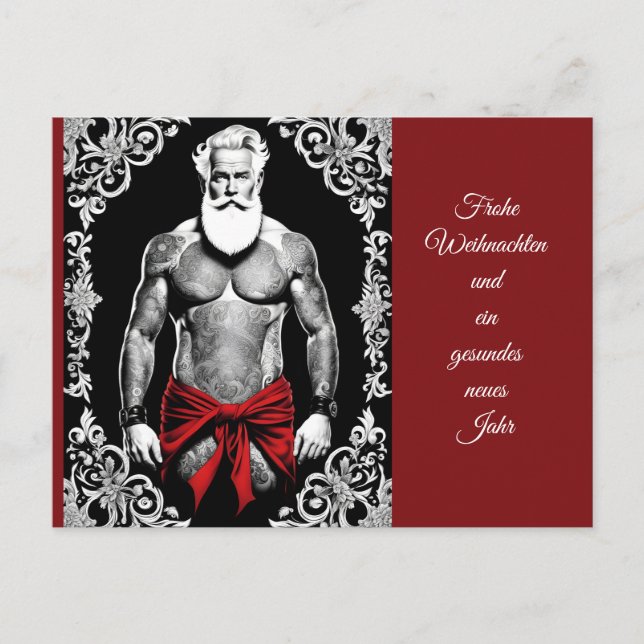 Auch der Weihnachtsmann wünscht ein frohes Fest Postkarte (Vorderseite)