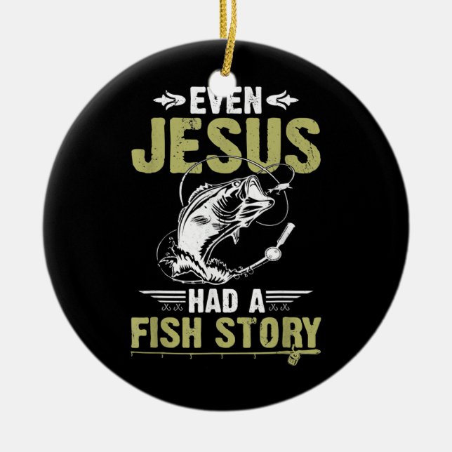 Auch Jesus hatte ein Fischgeschenk, das sich lusti Keramik Ornament (Vorne)