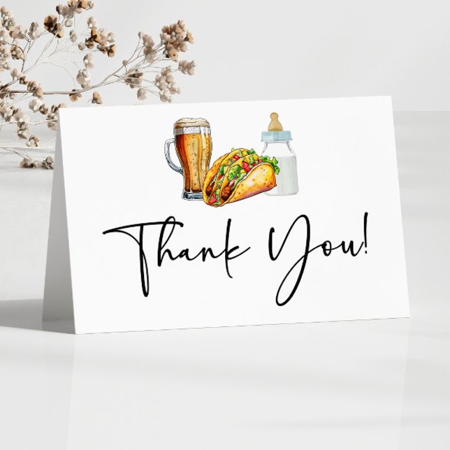 Auch Tacos braut und spuckt! Babyparty Dankeskarte (Von Creator hochgeladen)