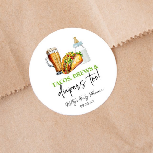 Auch Tacos braut und spuckt! Babyparty Runder Aufkleber (Von Creator hochgeladen)