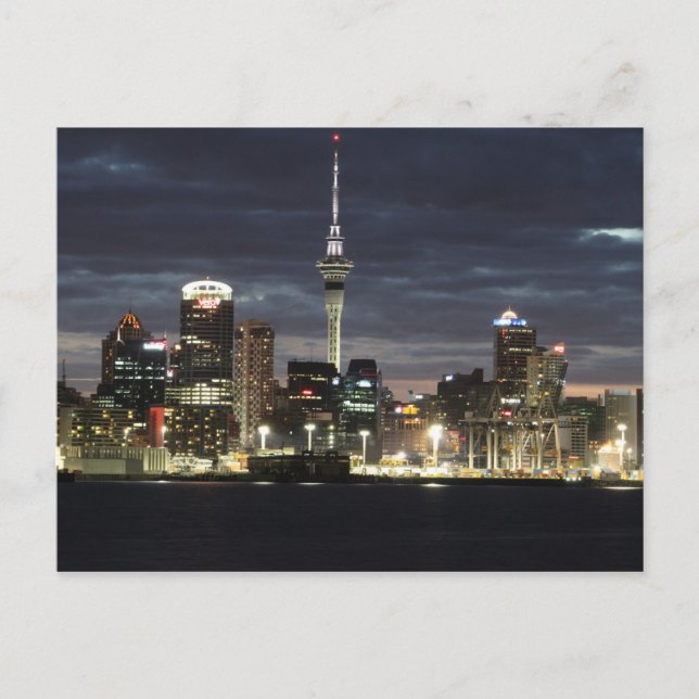 Auckland bei Nacht Postkarte (Vorderseite)