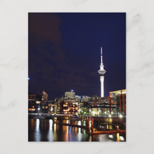 Auckland City, Neuseeland bei Nacht Postkarte