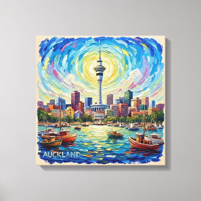 Auckland Hafen Skyline Radiance Leinwand Kunst (Vorderseite)