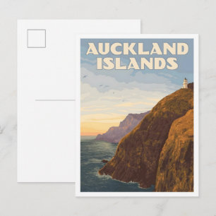 Auckland-Inseln Vintage Art Reise Postkarte