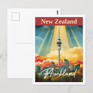 Auckland Neuseeland Antik Berühmter Reiseort Postkarte
