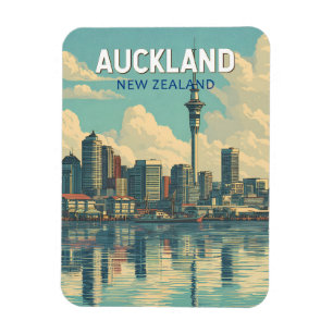 Auckland Neuseeland Illustration Reise Kunst Retro Magnet