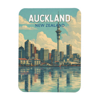Auckland Neuseeland Illustration Reise Kunst Retro Magnet