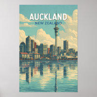 Auckland Neuseeland Illustration Reise Kunst Retro