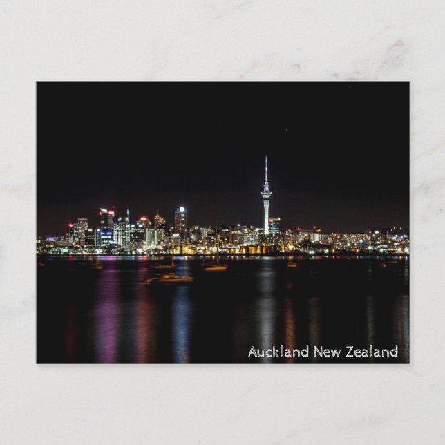 Auckland Neuseeland Night Skyline Postkarte (Vorderseite)