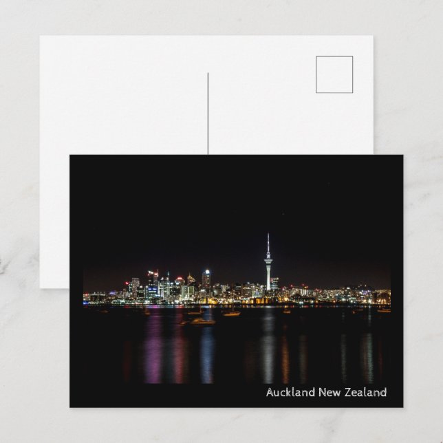 Auckland Neuseeland Night Skyline Postkarte (Vorne/Hinten)