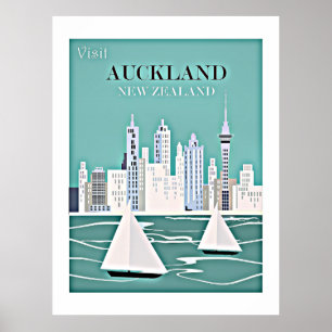 Auckland, Neuseeland Reiseplakat Poster