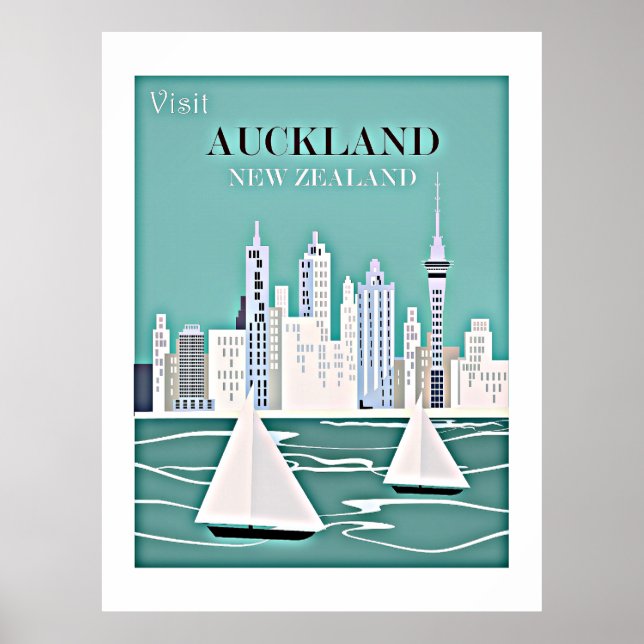 Auckland, Neuseeland Reiseplakat Poster (Vorne)