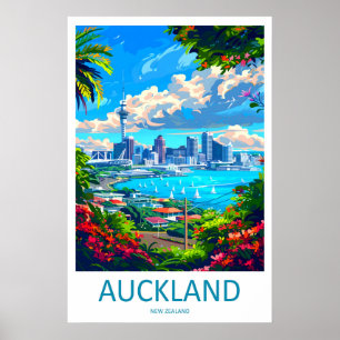 Auckland Neuseeland Reiseplakat Vintage Ski Poster