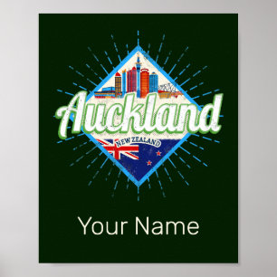 Auckland Neuseeland Retro-Silhouette vintage Poster