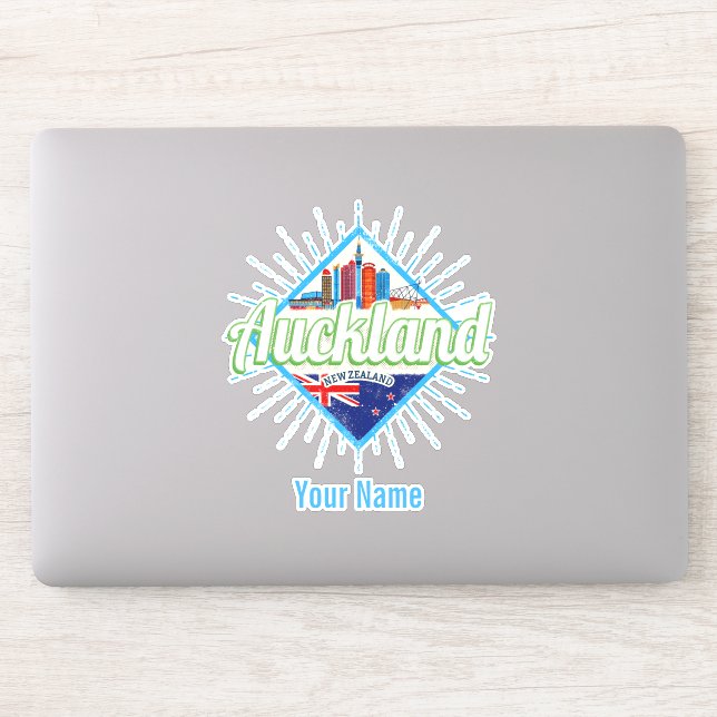 Auckland Neuseeland Retroskyline Vintag Aufkleber (Computer)