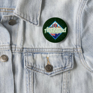 Auckland Neuseeland Retroskyline Vintag Button